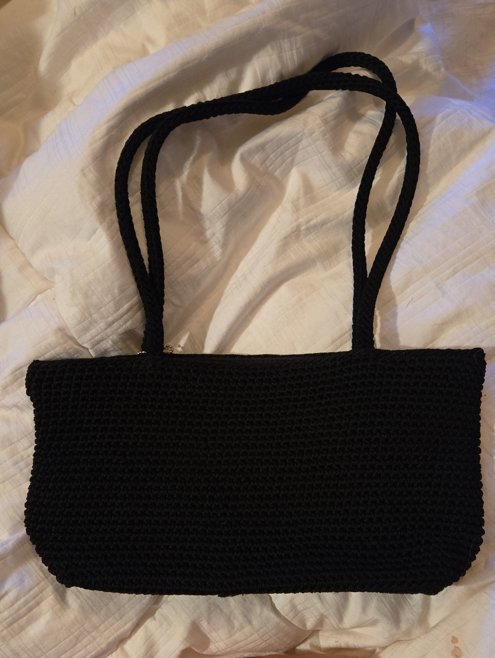 ✨ GORGEOUS Vintage The Sak Black Crochet Shoulder Bag - Excellent Condition! ✨